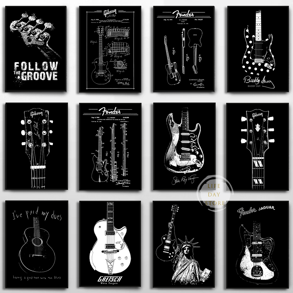 Picture Of Musical Instrument - 악기 일렉트릭 기타 특허 포스터 인쇄