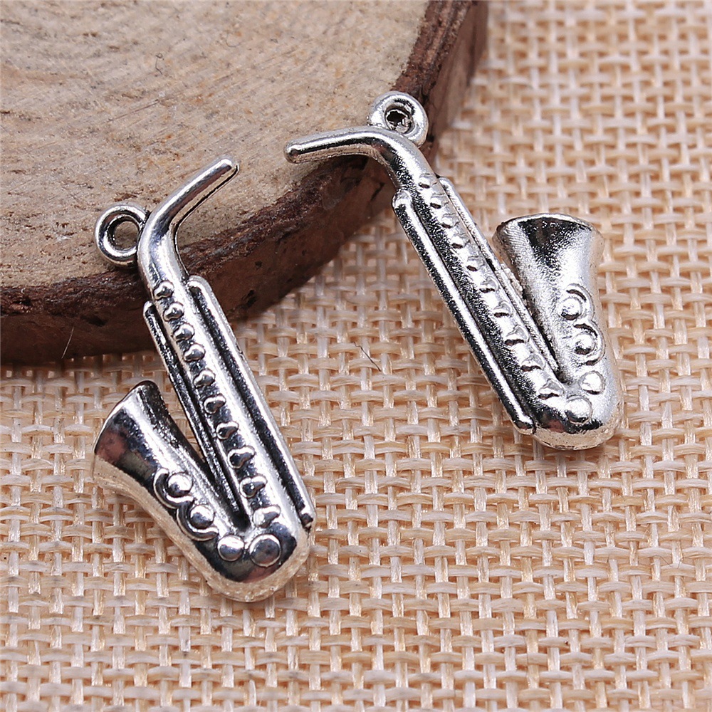 Musical Instrument Jewelry - 20pcs 26x21mm(1.02x0.83inch) 골동품 실버 컬러 악기