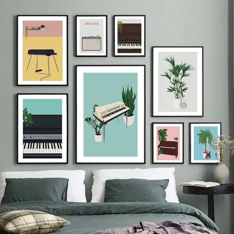 Picture Of Musical Instrument - 악기 일러스트 벽 예술 벽화 인쇄