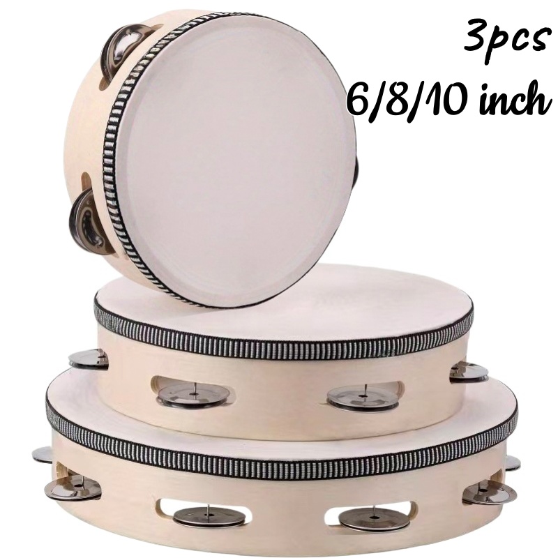 Tambourine Hand Drum - 1/3pcs 나무 탬버린 6/8/10inch 핸드헬드 드럼