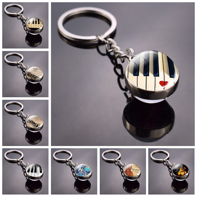 Picture Of Musical Instrument - 피아노 키 체인 음악 악기 갈라진