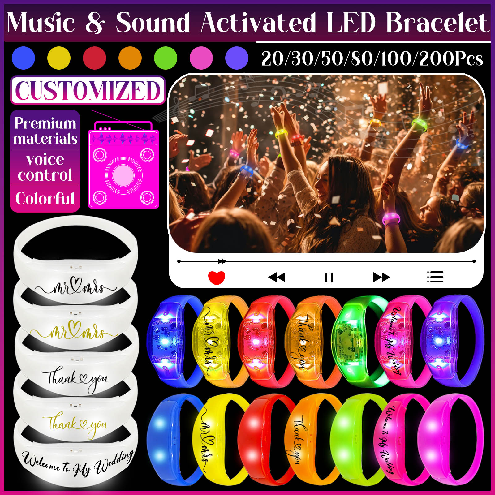 Musical Instrument Jewelry - 20-200개 음악 및 소리에 반응하는 LED