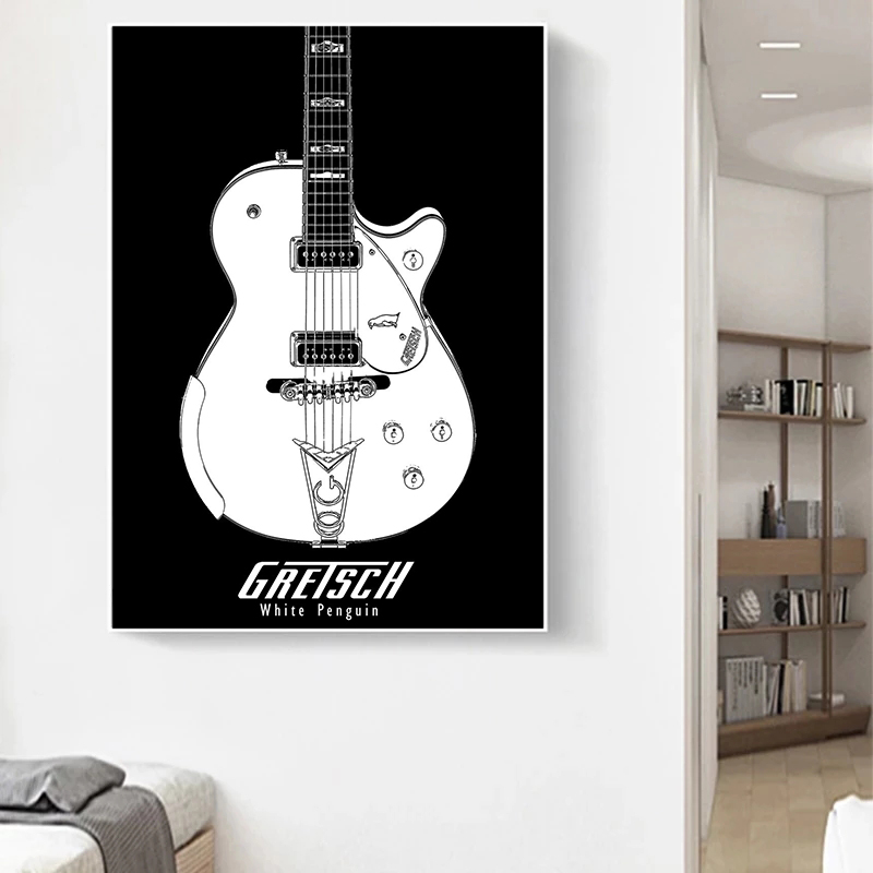 악기 일렉트릭 기타 특허 포스터 인쇄 음악 청사진 아트 - Picture Of Musical Instrument 리뷰 및 가격