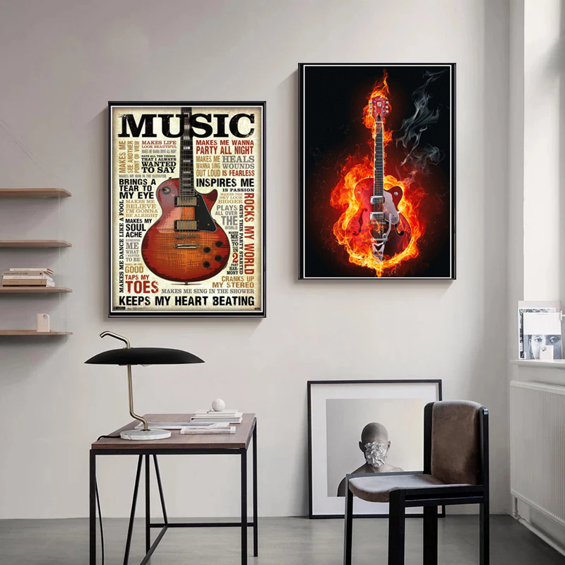 표기법 기타 악기 컬렉션, 음악 견적 캔버스 회화 포스 - Picture Of Musical Instrument 리뷰 및 가격