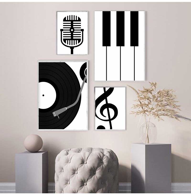 미니멀리스트 악기 포스터 및 프린트, 음악 애호가 모던 - Picture Of Musical Instrument 리뷰 및 가격