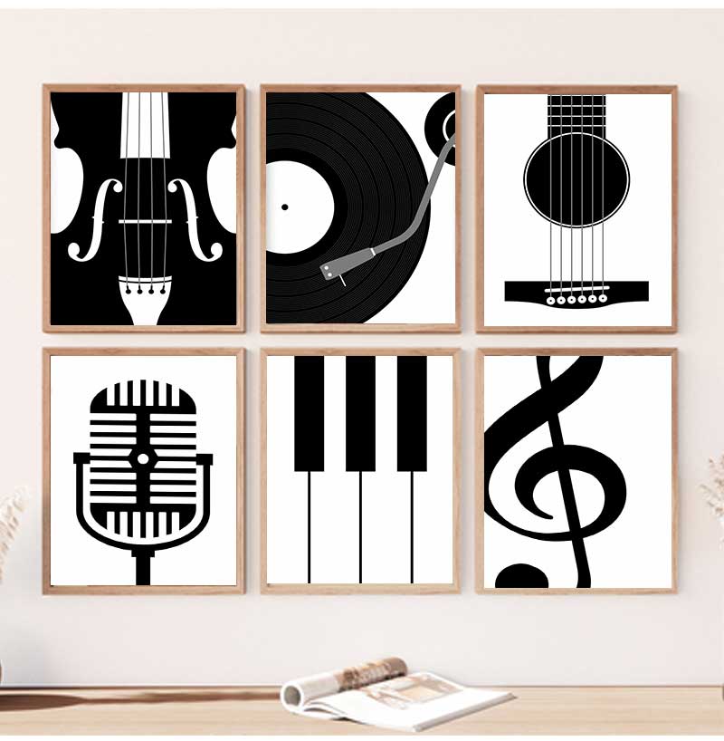 미니멀리스트 악기 포스터 및 프린트, 음악 애호가 모던 - Picture Of Musical Instrument 리뷰 및 가격