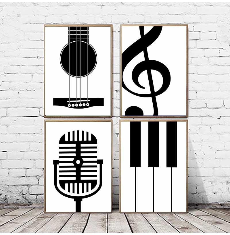 미니멀리스트 악기 포스터 및 프린트, 음악 애호가 모던 - Picture Of Musical Instrument 리뷰 및 가격