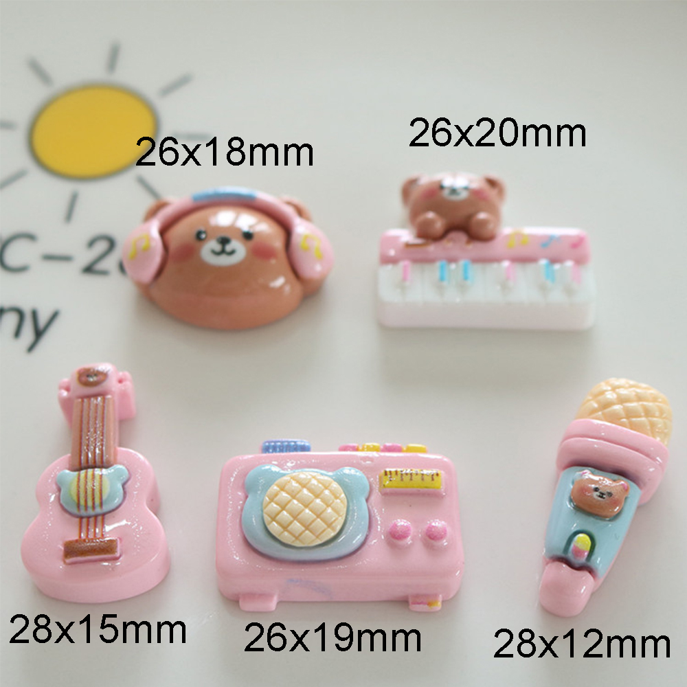 10PCS 반짝 이는 곰 악기 수지 플랫 백 카보 숑  - Musical Instrument Jewelry 리뷰 및 가격