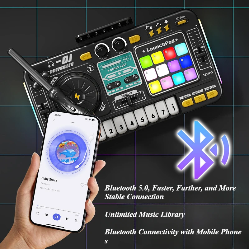 어린이 DJ 믹서 마이크 포함 전자 피아노 키보드 블루 - Musical Instruments Names 리뷰 및 가격